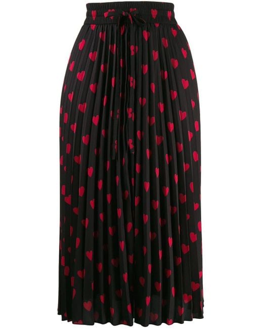 Robe midi plissée à imprimé cœur RED Valentino en coloris Black