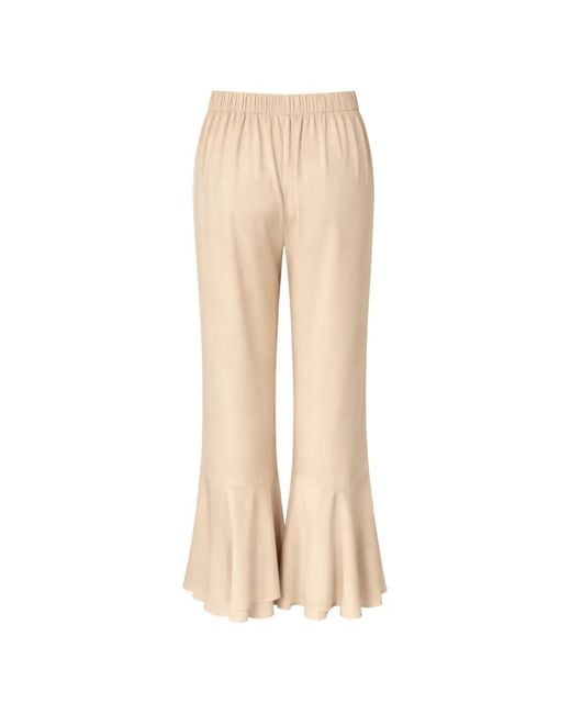 Silk95five Natural Elasticated Flared Trousers