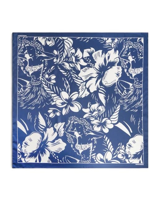 DSquared² Dancing Flowers Schal in Blue für Herren