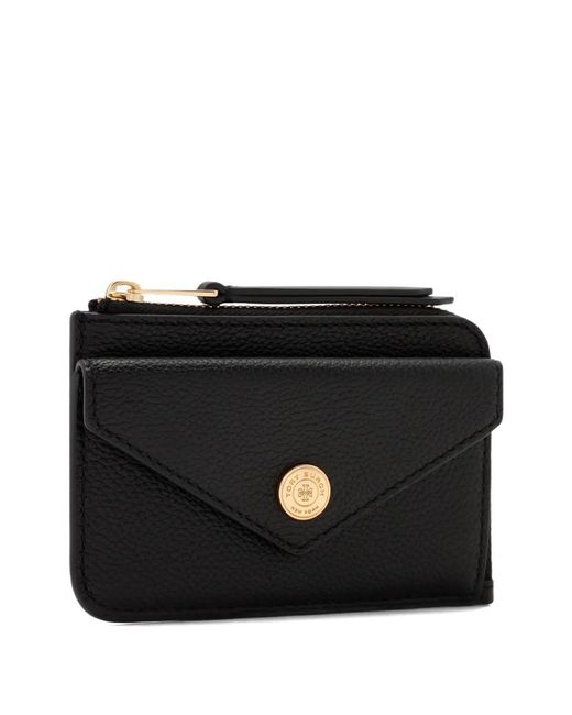 Tory Burch Black Monogram Envelope-Zip Wallet