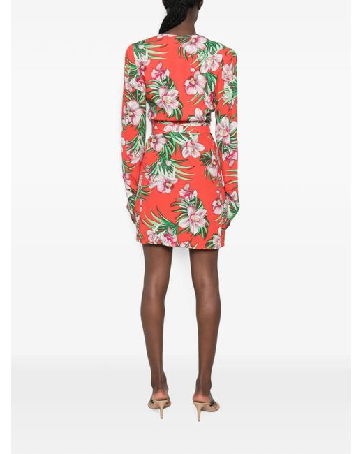 Marco Bologna Red Floral-Print Wrap Mini Dress