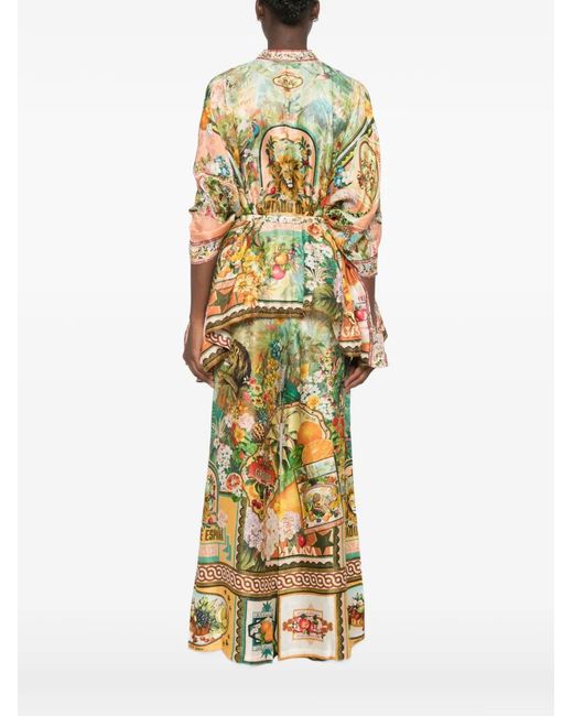 Camilla Metallic Graphic-Print Belted Shirt