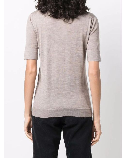Liska Gray Round-Neck Knitted Top