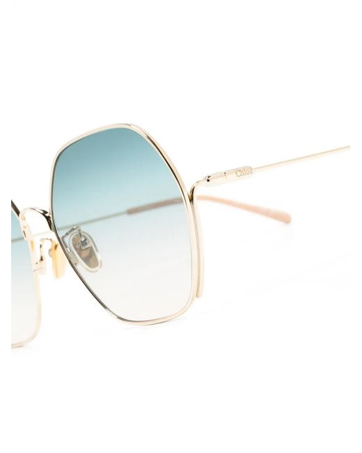 Chloé Blue Oversized Hexagonal-Frame Sunglasses