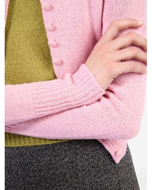 Prada LongSleeve Cashmere Knit Cardigan in Pink Lyst