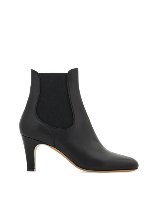 Ferragamo Black Mid Heel Chelsea Boots