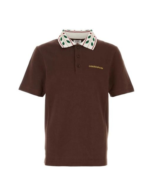 Casablanca Brown Laurel Piqué Polo Shirt for men