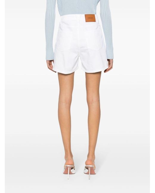Versace White High-Rise Straight-Leg Denim Shorts