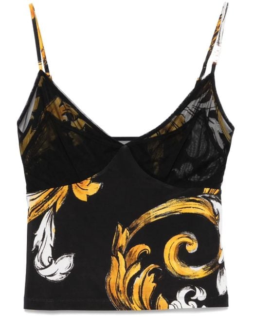 Versace Jeans Couture Black Barocco Mesh Top