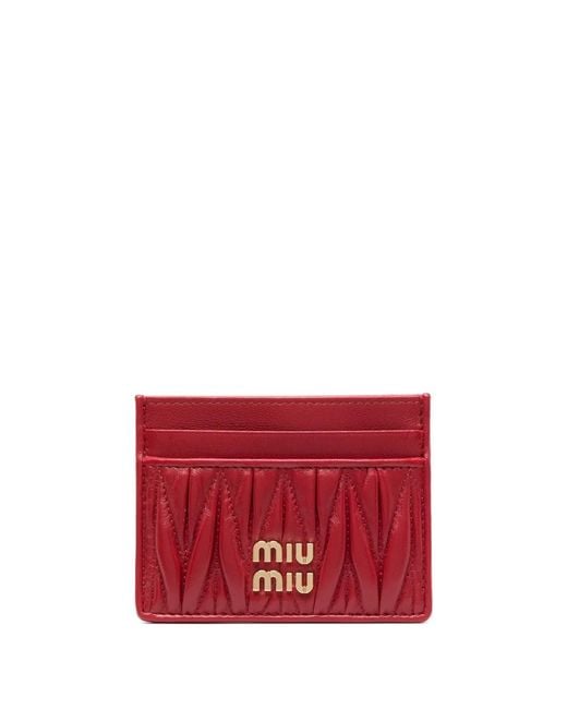 Miu Miu Red Matelassé Nappa Leather Card Holder
