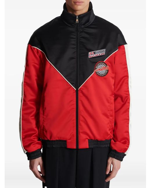メンズ Balmain サテン ボンバージャケット Red