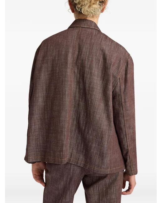 Momoní Brown Shins Single-Breasted Denim Jacket