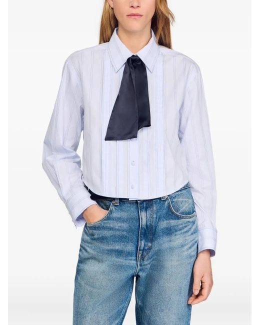 Camisa a rayas con botones Sandro de color White