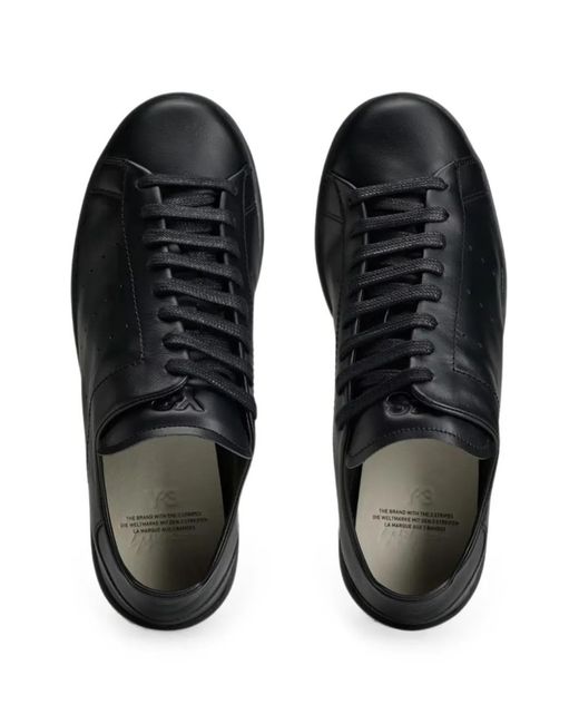 Y-3 Black Stan Smith Perforated-Detail Leather Trainers for men