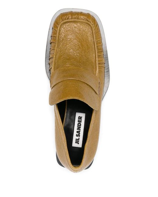 Jil Sander Green 30Mm Leather Loafers
