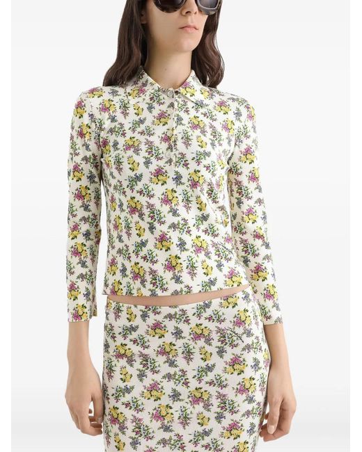 Dolce & Gabbana White Floral-Print Polo Shirt