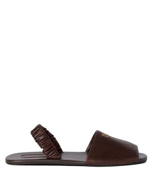 Miu Miu Brown Ruches Slingback-Sandalen