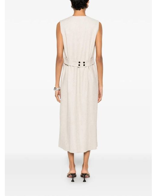 By Malene Birger White Asadin Button-Up Sleeveless Midi Dress