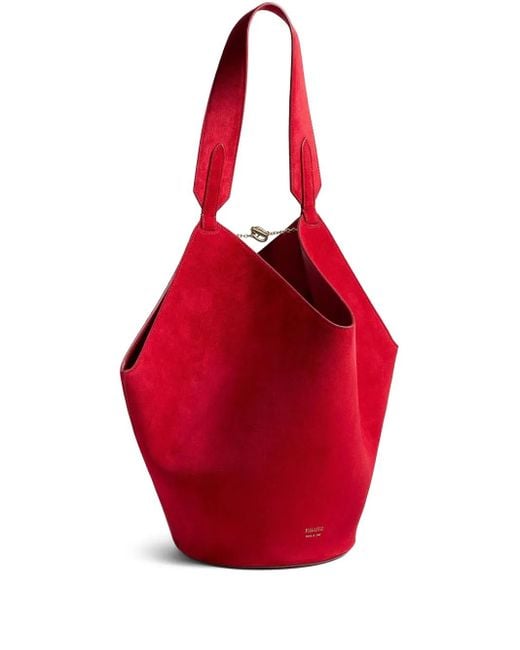 Khaite Red Open-Top Leather Tote Bag