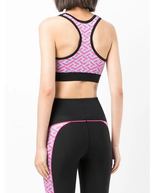 Versace Black La Greca Logo-Print Bralette