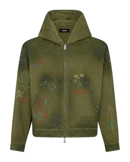 DSquared² Green Hooded Jacket for men