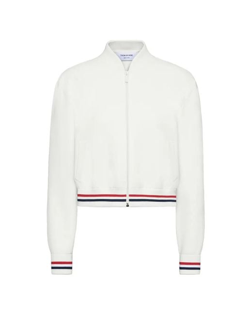 Thom Browne White Veste Bomber À Bords Rayés