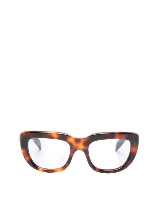 Prada Brown Tortoiseshell-Effect Rectangle-Frame Sunglasses