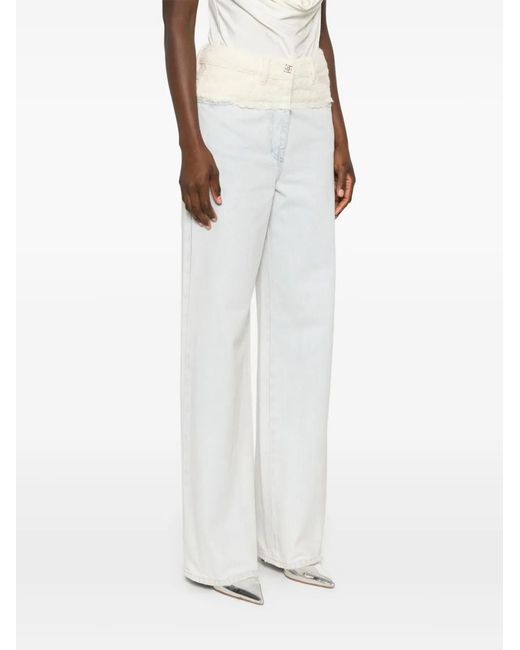 Givenchy White Light Contrast-Panel Straight-Leg Mid-Rise Jeans