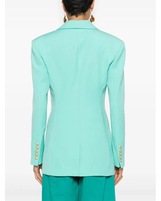Balmain Green Virgin Wool Single-Breasted Blazer