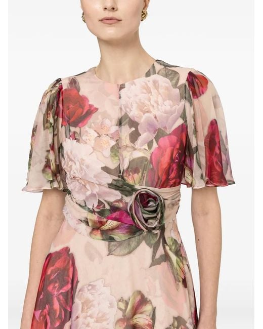 Nissa White Floral Detail Midi Dress