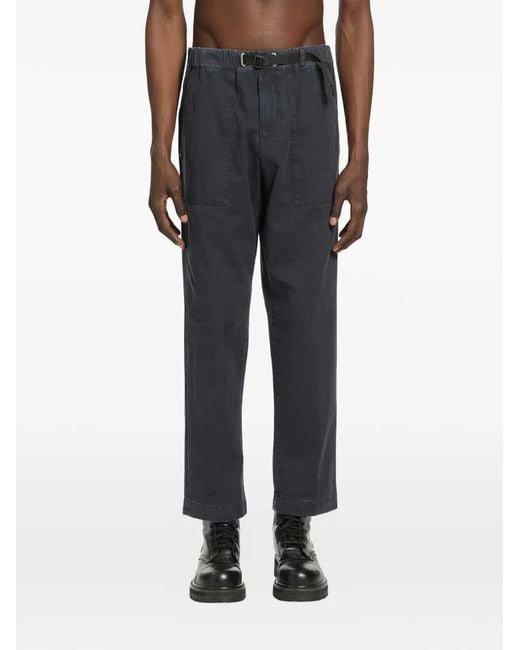 White Sand Black Belted Cotton Trousers for men