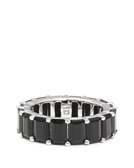 Izabel Display Black Chunky Crystal-Embellished Rings