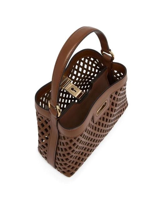 Bally Brown Mini Sac Lock Me En Cuir À Découpes Au Laser