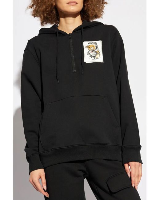 Moschino Black Logo-Patch Hoodie