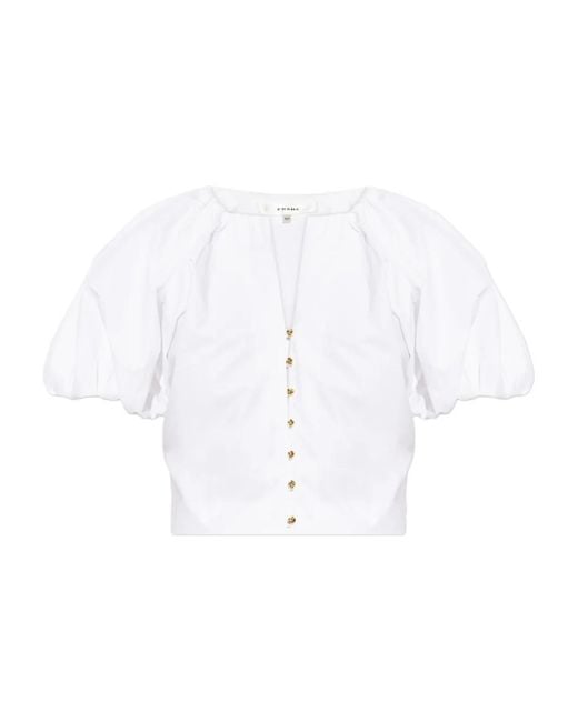 FRAME White Puff-Sleeve Buttoned Top
