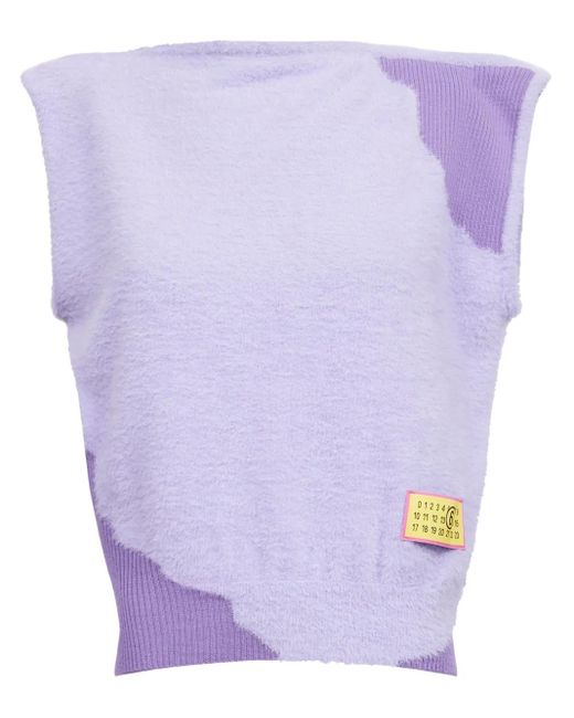 MM6 by Maison Margiela Purple Boat-Neck Sleeveless Top