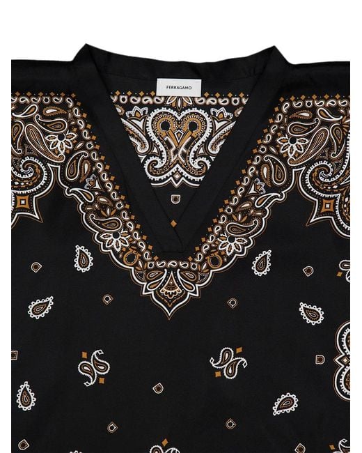 Ferragamo Black Arabesque-Print Poncho