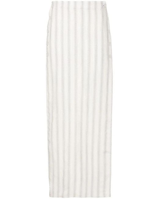 Amir Slama White Stripe-Print Maxi Skirt