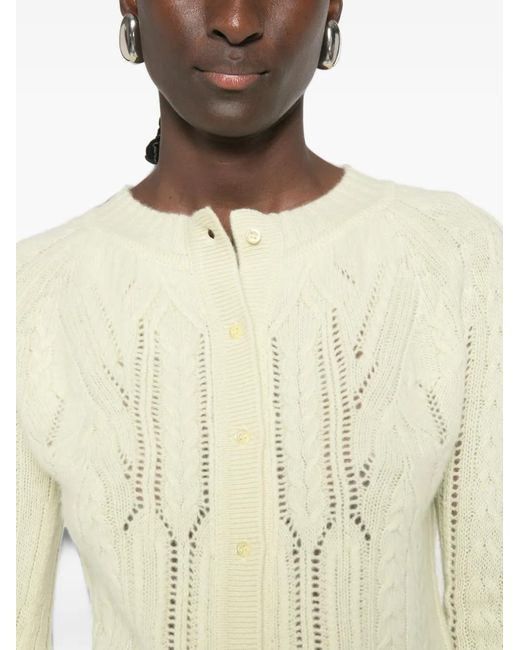 Ermanno Scervino White Cable-Knit Pointelle-Detail Cardigan