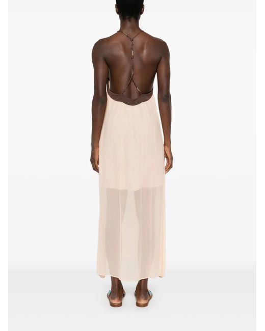 Patrizia Pepe Natural Robe Mi-Longue À Design Bicolore