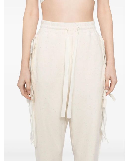 Midorikawa White Raw-Edge Trousers