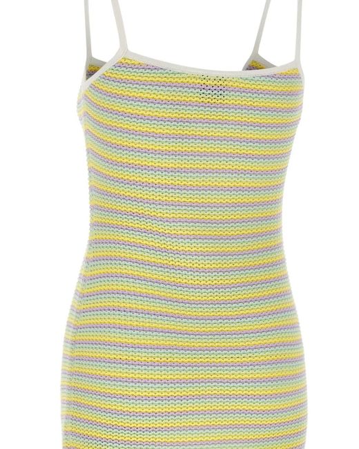 Casablanca Green Bourgeois Striped Keyhole Knit Dress
