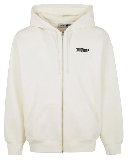 Felpa Con Cappuccio E Zip di Carhartt in White da Uomo