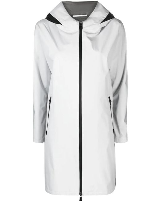 Herno Gray Hooded Zip-Fastening Coat