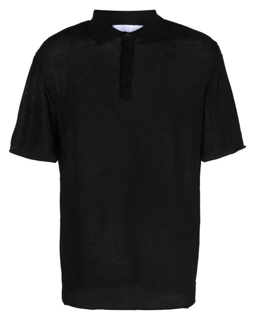 Costumein Black Fine-knit Polo Shirt for men