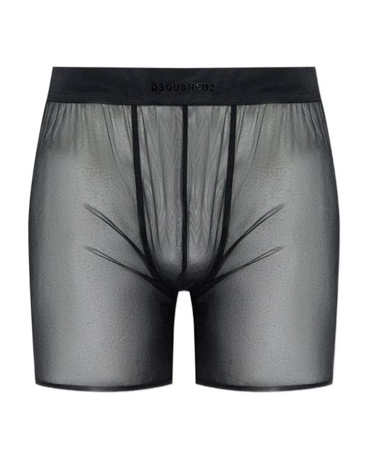 DSquared² Gray Logo-Detail Mesh Boxers for men