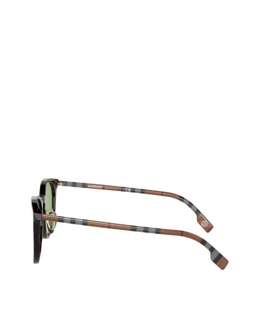 Burberry Green Tortoiseshell-Effect Round-Frame Sunglasses