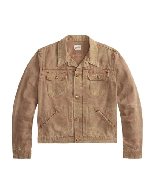 RRL Brown Chest-Pocket Cotton Shirt Jacket for men