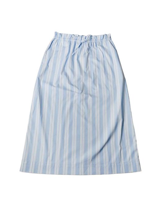 Staud Blue Shore Striped-Pattern Midi Skirt