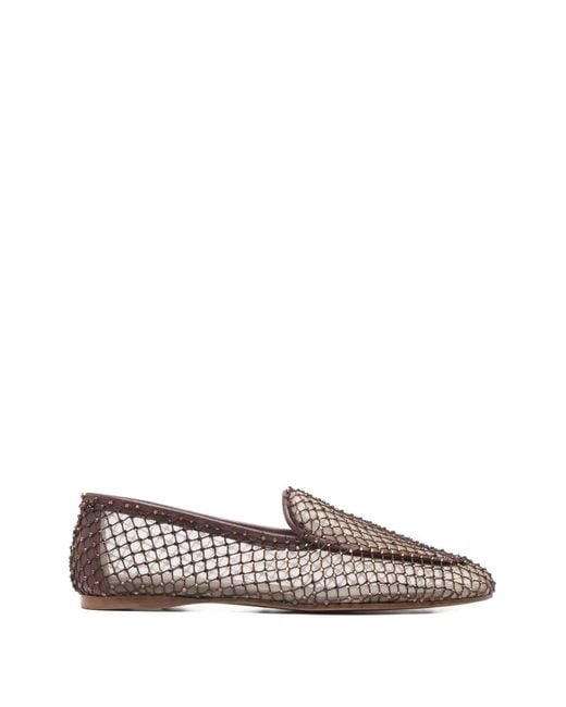 Forte_forte Brown Strass Mesh Loafers
